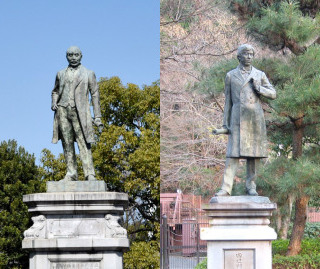 기타가키 구니미치 동상 다나베 사쿠로 동상